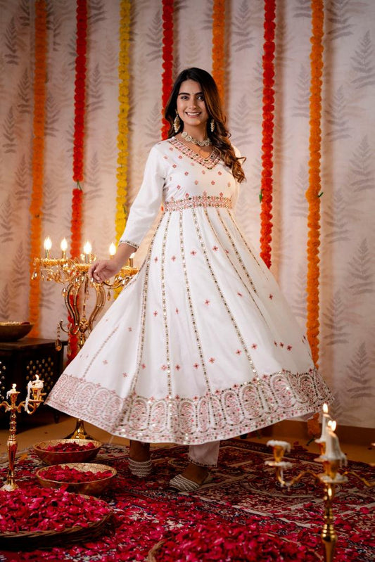 Anarkali white -1348