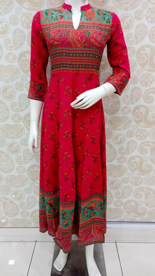 Anarkali Flower Pink Printing -1800