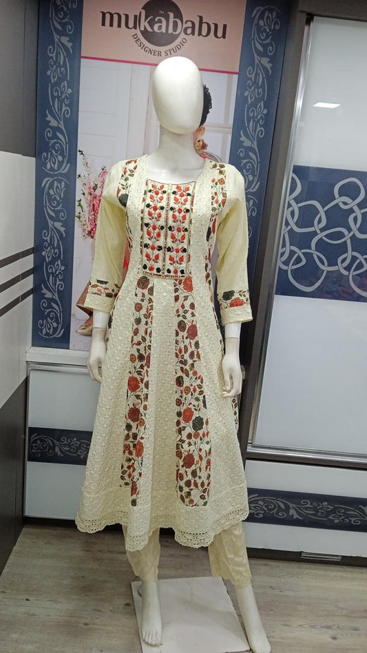 Anarkali White -2109 D