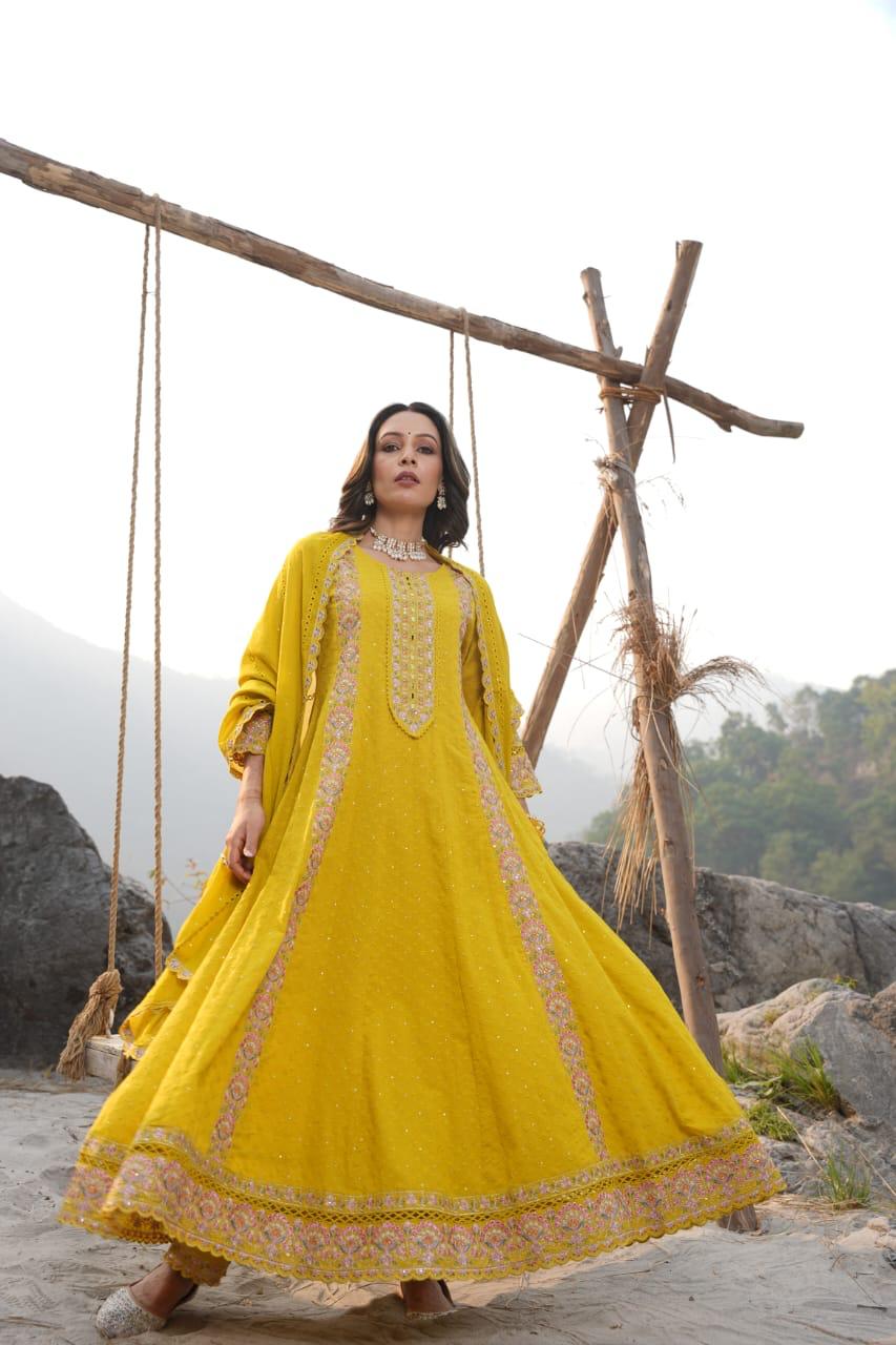 Anarkali Glass Lemon -2233 D