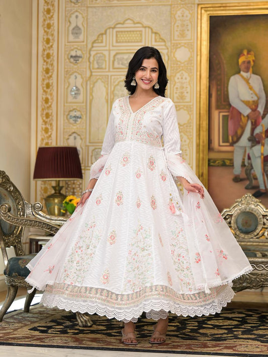 Anarkali white -2963