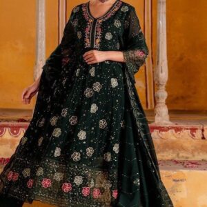 Dress wanita sifon bordiran hijau