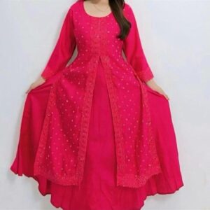Dress wanita katun fuchia india