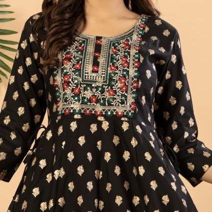 Dress India Rayon hitam - Gambar 2