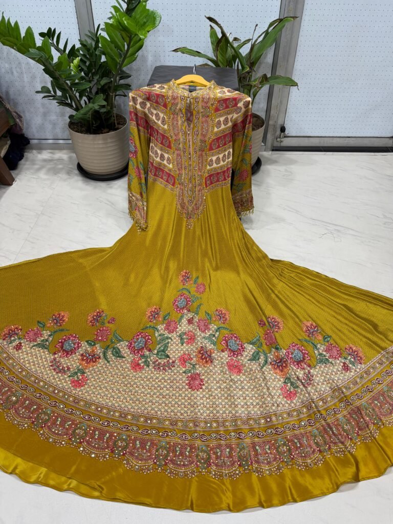 Gaun Anarkali Kuning Mustard