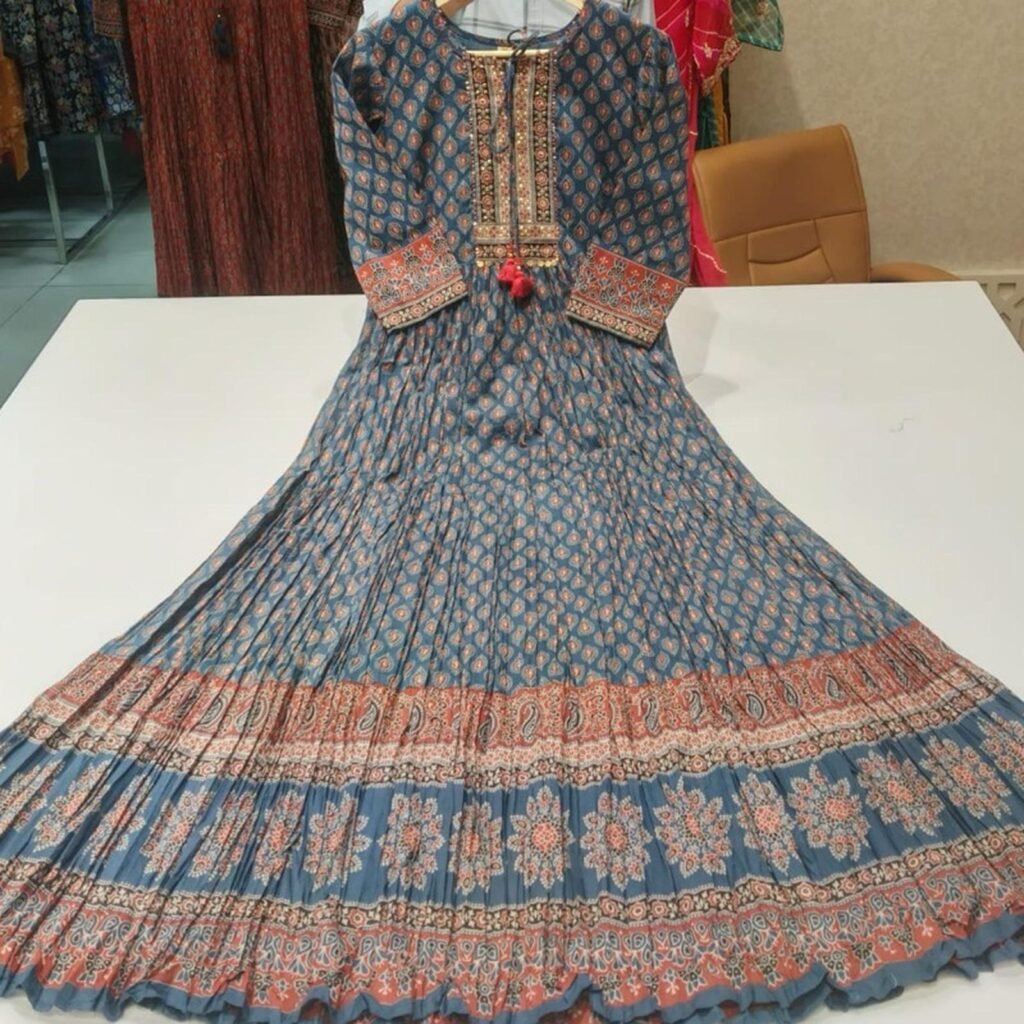 Dress Wanita Bahan Katun India Motif Printing Elegan