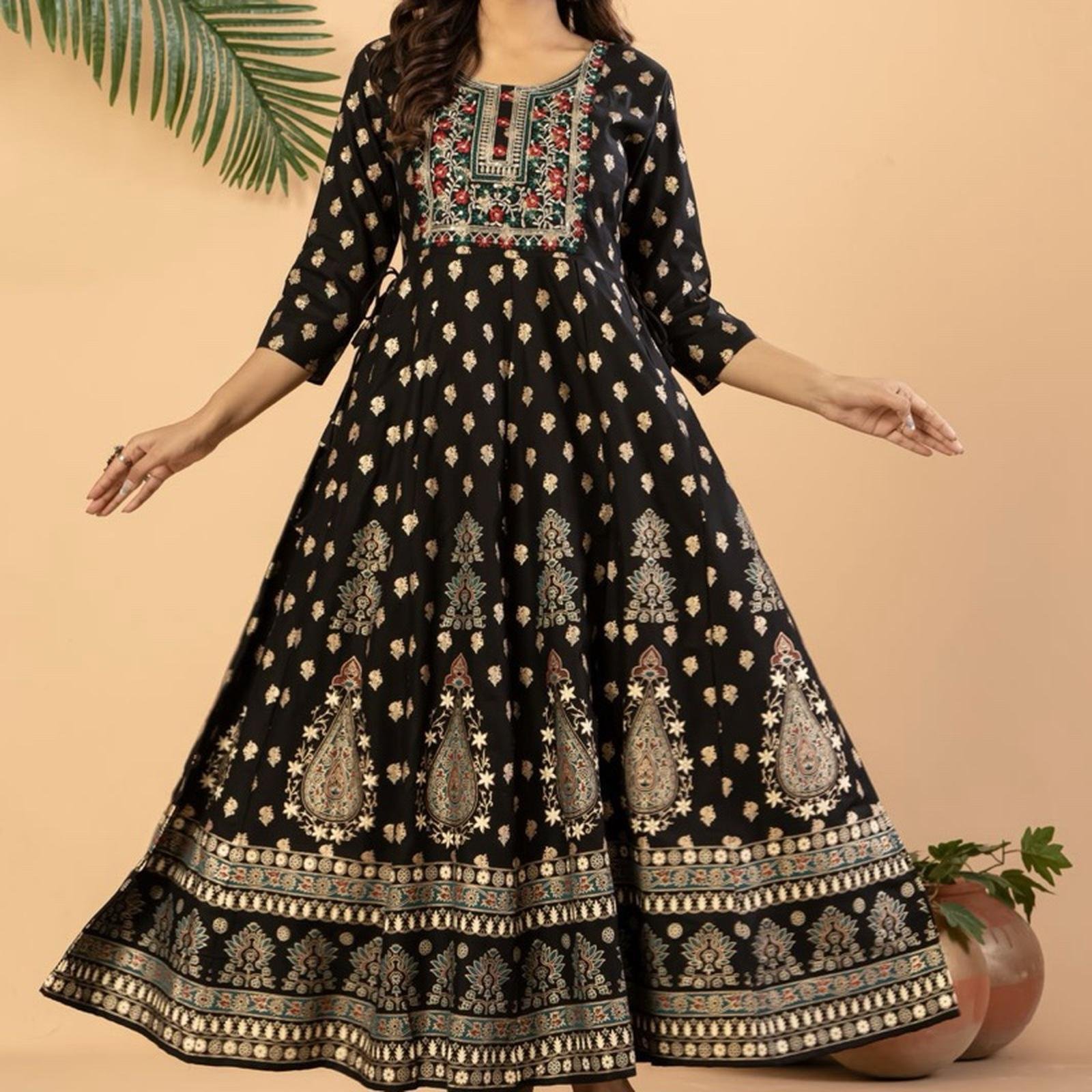 Dress India Rayon hitam