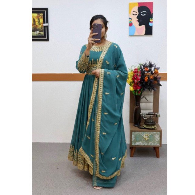 Dress ori india sifon dengan payet - Gambar 2