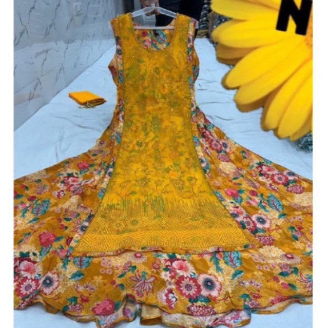 Dress ori india dua layer sifon terbaru lengan panjang