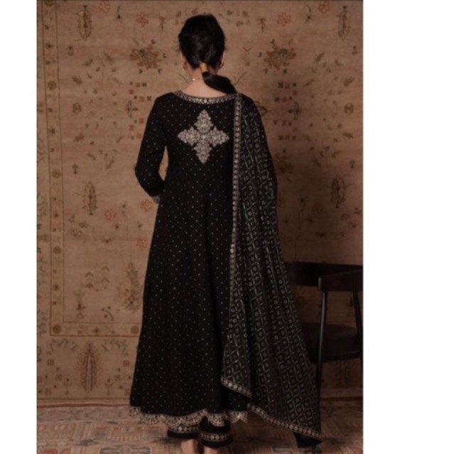 Baju dress ori india hitam bordir - Gambar 4