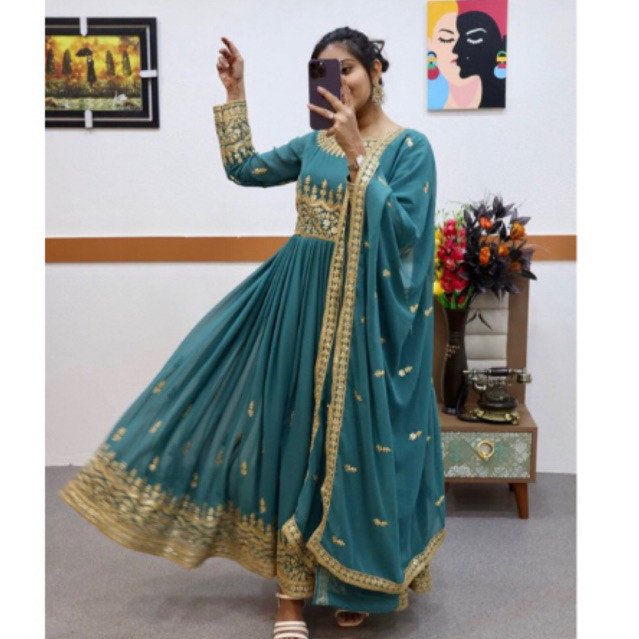 Dress ori india sifon dengan payet