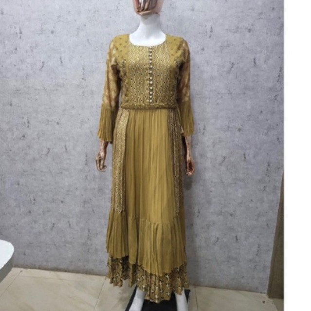Dress ori india sifon halus payet kaca