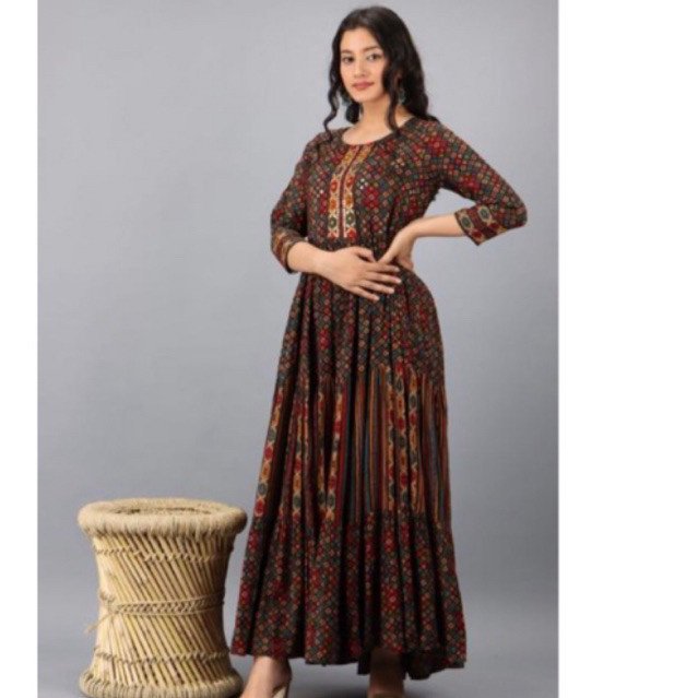 dress ori india rayon halus printing - Gambar 2