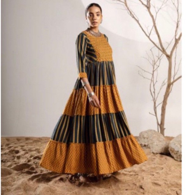 Dress ori india rayon halus adem dua warna