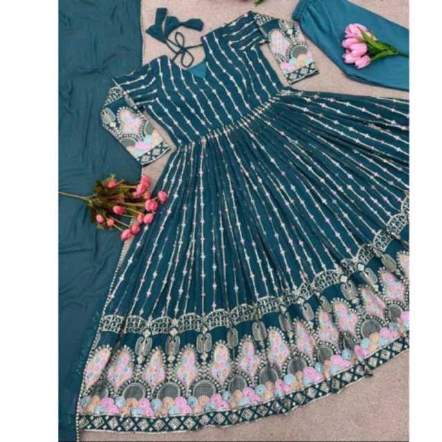 Dress ori india livi bordir mewah - Gambar 4