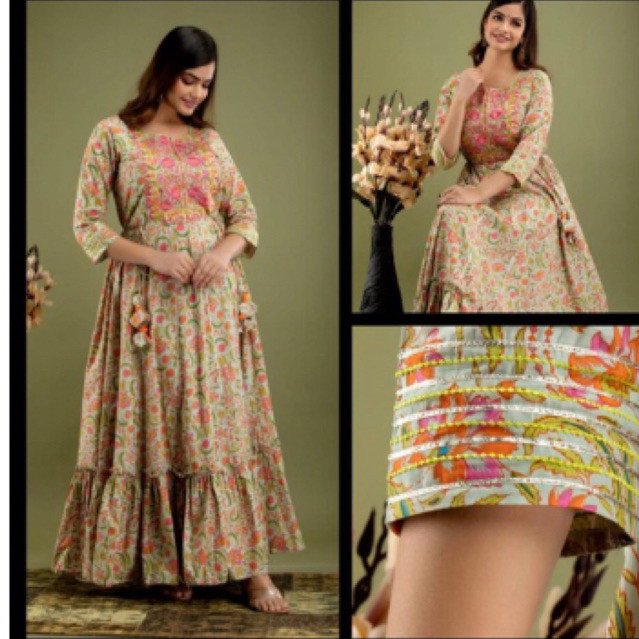 Dress ori india katun dengan bordiran didada
