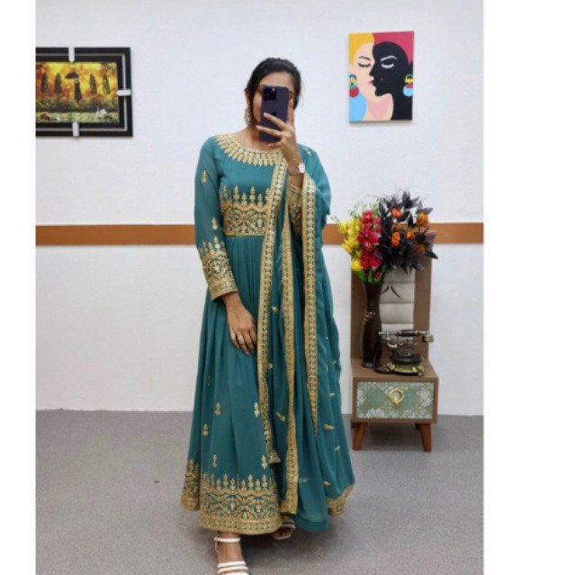 Dress ori india sifon dengan payet - Gambar 3