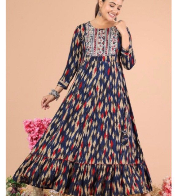 Dress ori india rayon halus terlaris - Gambar 2