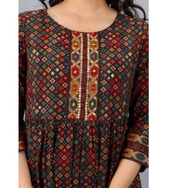 dress ori india rayon halus printing - Gambar 3