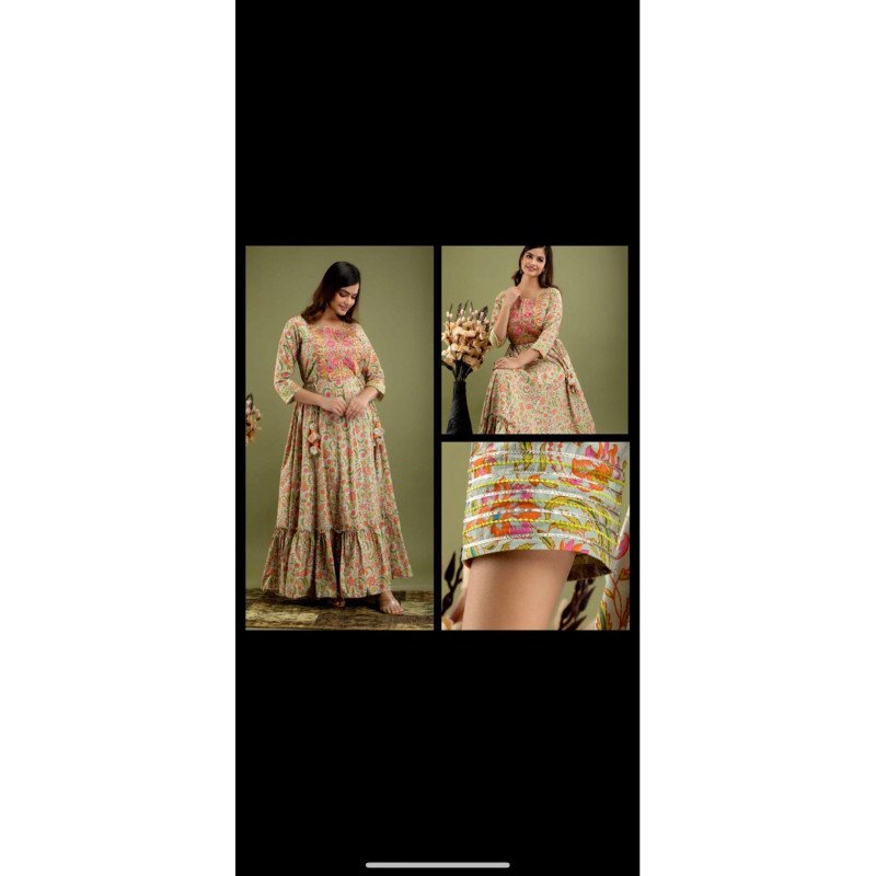 Dress ori india katun dengan bordiran didada - Gambar 2