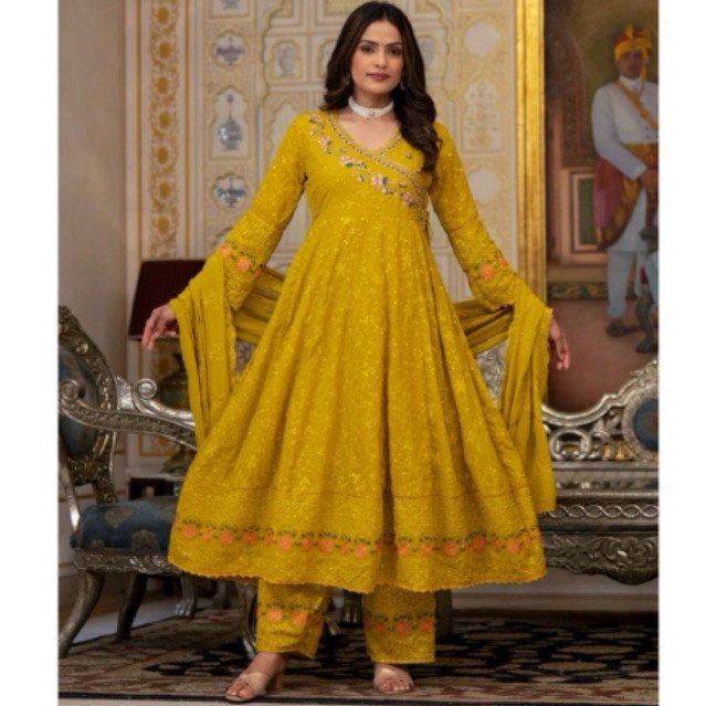 Dress ori india bahan full bordiran