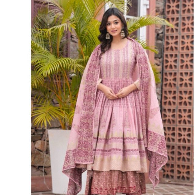 Dress ori india bahan katun dua layer