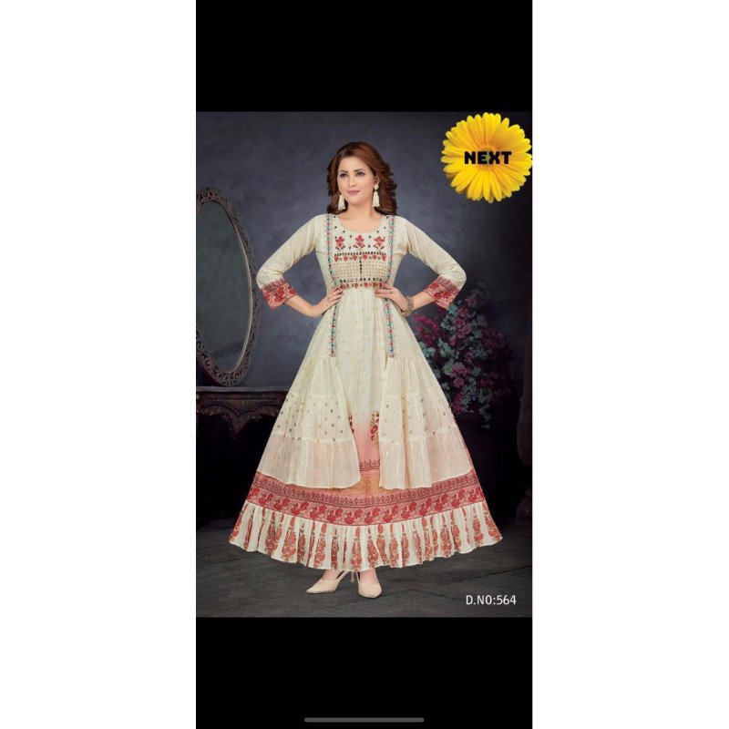 Dress ori india katun payet kaca ori bagian dada - Gambar 2