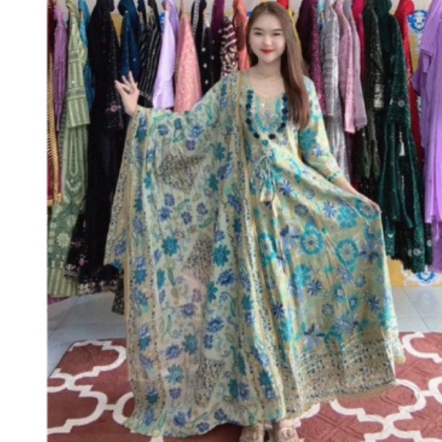 Dres wanita payet kaca asli india