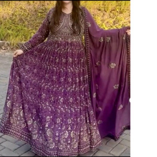 Gaun wanita mewah full bordiran asli india