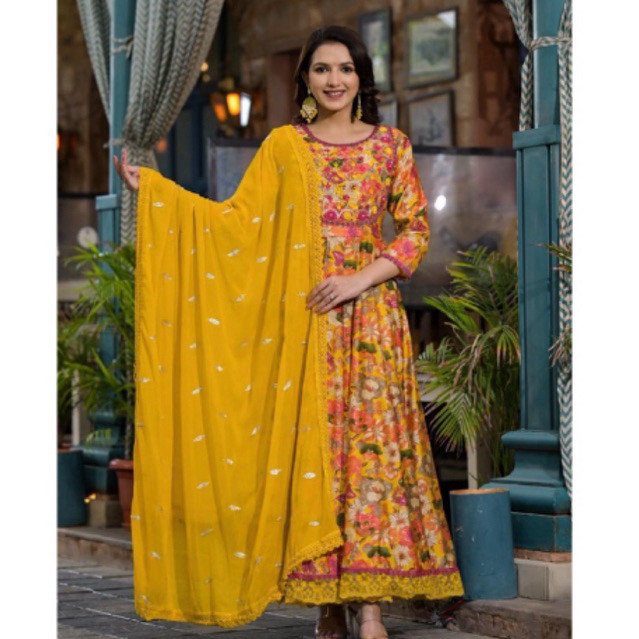 Dres wanita cantik asli india motif bunga(3116)