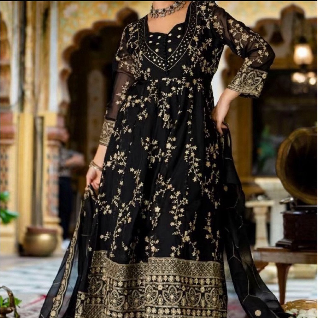 Dress wanita india sifon bordir