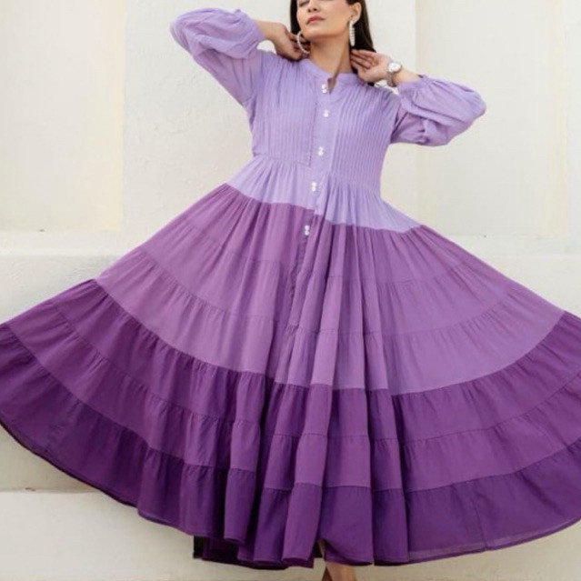 Dress wanita asli india katun gradasi