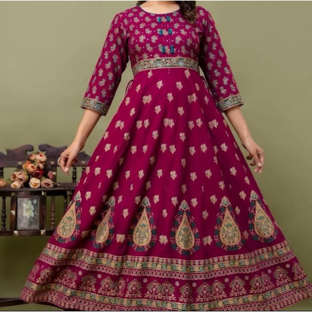 Dress Wanita rayon printing cantik elegant