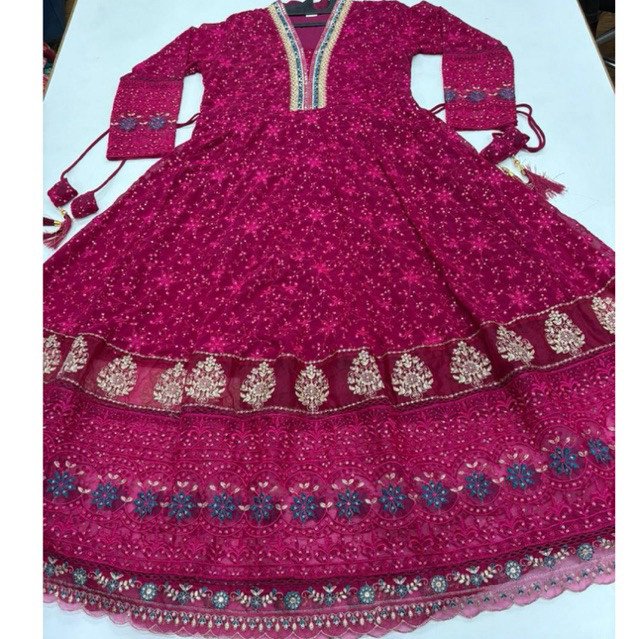 Dress wanita asli india sifon bordiran
