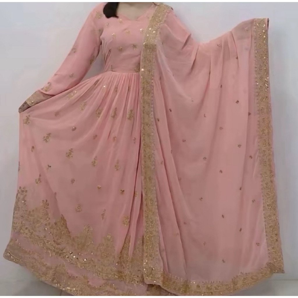 Dres wanita sifon india dengan payet gold