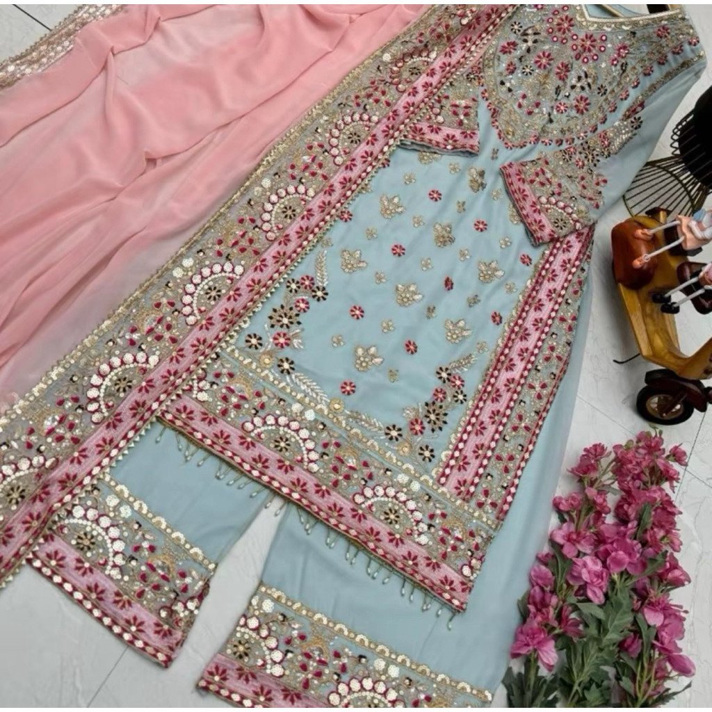 Baju celana selendang palazzo India